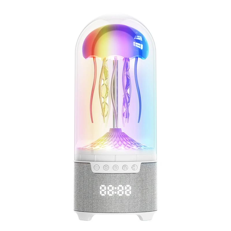 Enceinte LED RGB Bocal avec Méduse en mouvements carte SD affichage heure