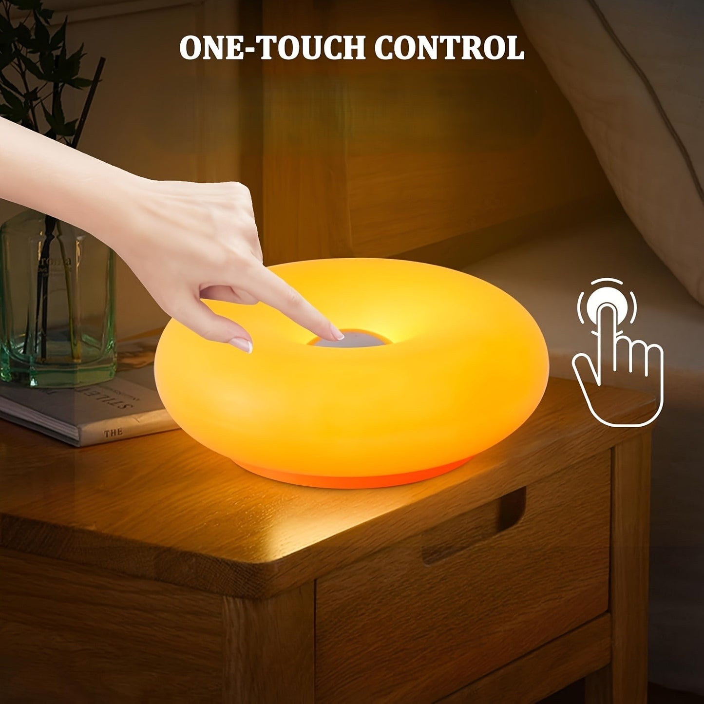 Lampe LED Donut tactile central USB PVC orange