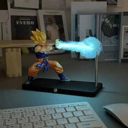 Lampe led gamer figurine Sangoku debout projette kamehamea lumineux magnétique