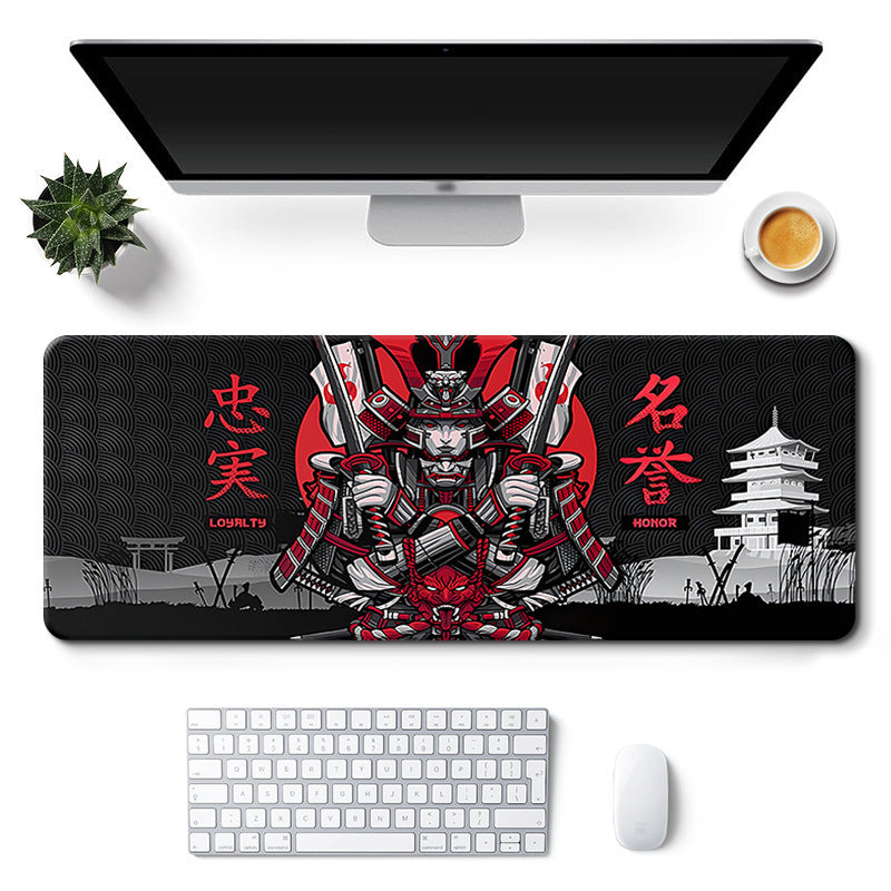 Tapis souris XXL bureau japon samourai central rouge