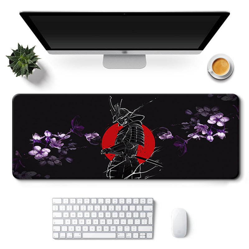 Tapis souris XXL bureau japon samourai fleurs violettes