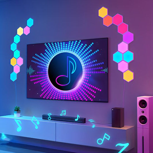 applique murale hexagonale rgb table musique