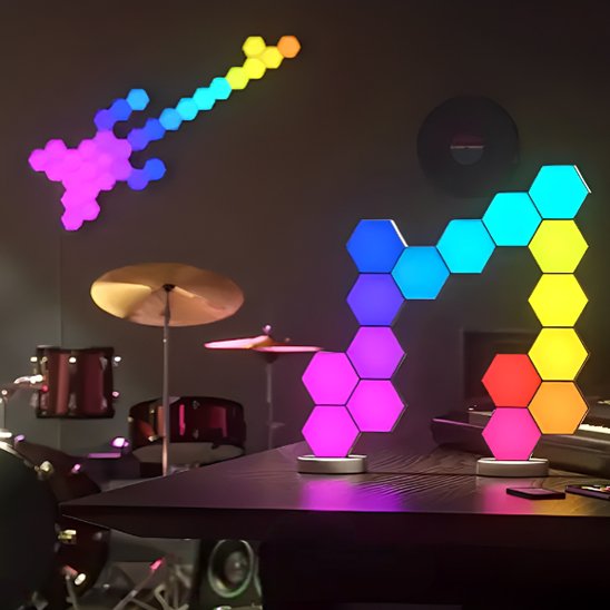 applique murale hexagonale rgb socle musicien