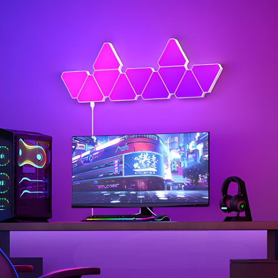 applique murale led rgb triangle gaming setup bureau couleurs