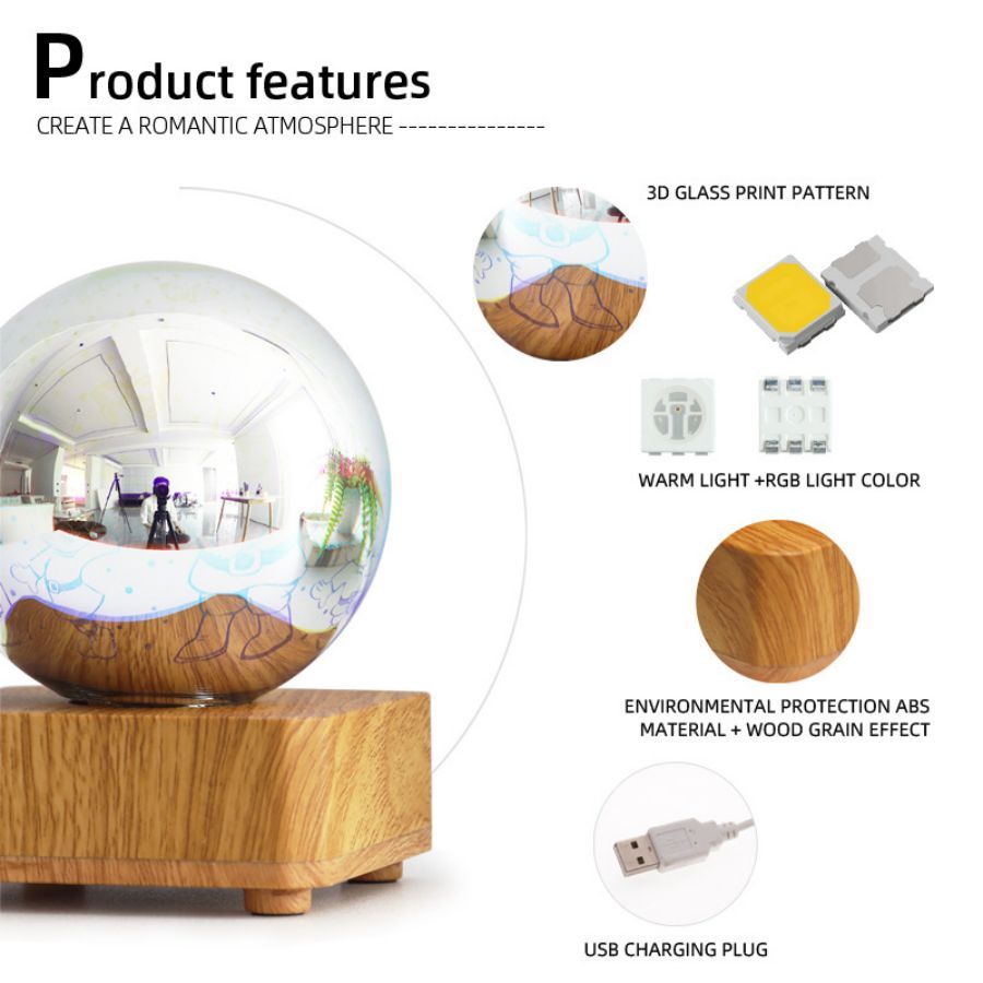 Lampe led Socle boule de noël USB