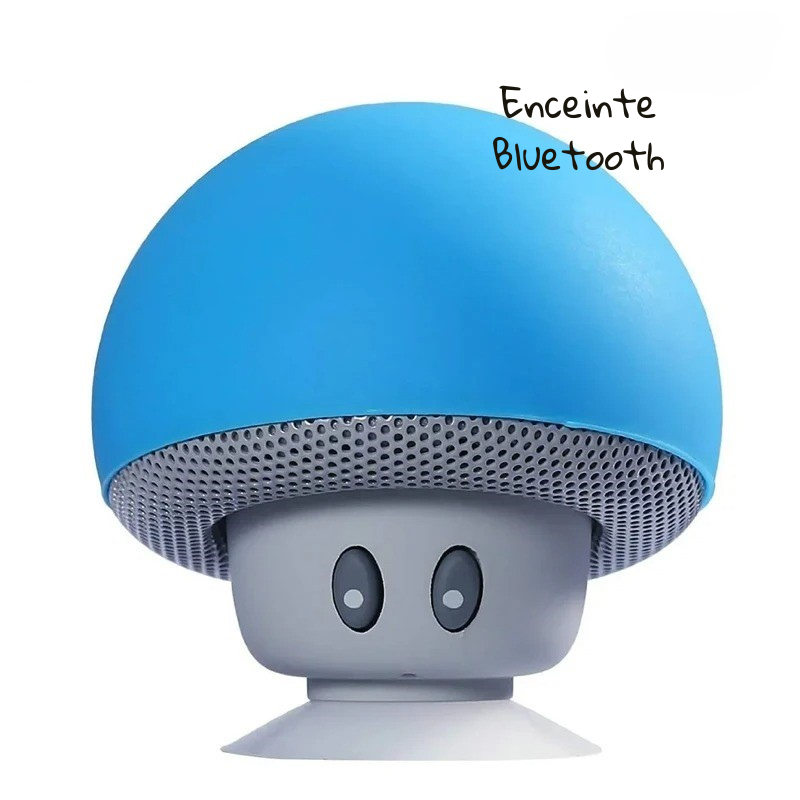 enceinte champignon téléphone micro tactile bleue