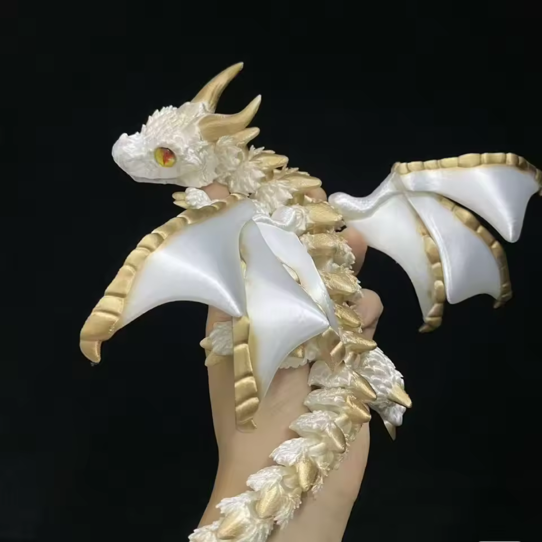 fidget dragon aile articulé anti stress blanc doré