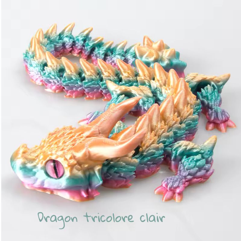 Fidget dragon articulé tricolore clair