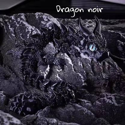 fidget goodies dragon articulé noir sur rocher noir