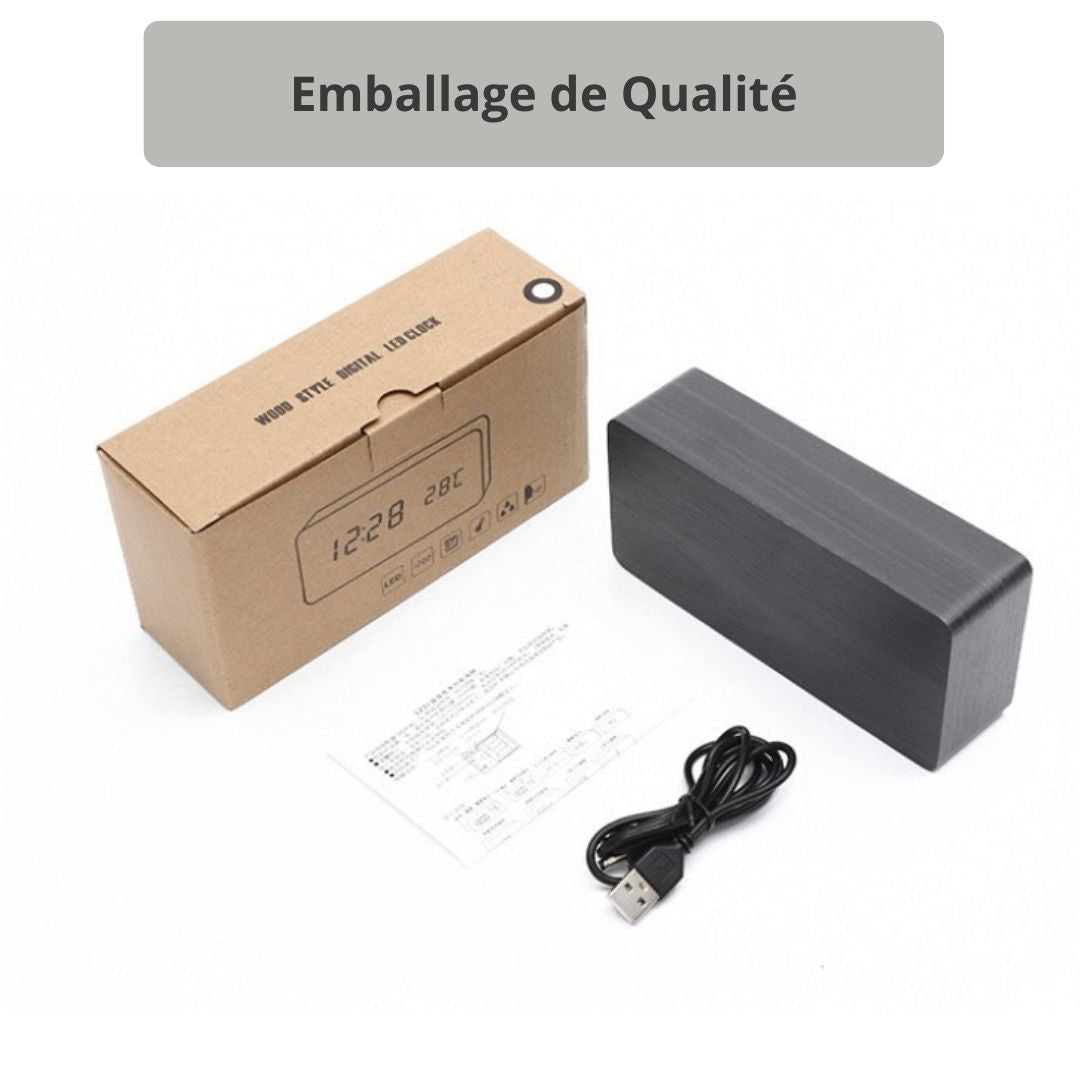 Horloge led de bureau date température et alarmes emballage qualité