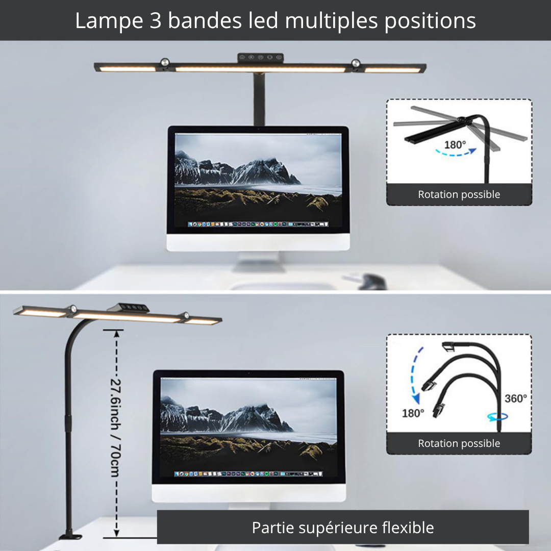 lampe 3 bandes led multiples positions