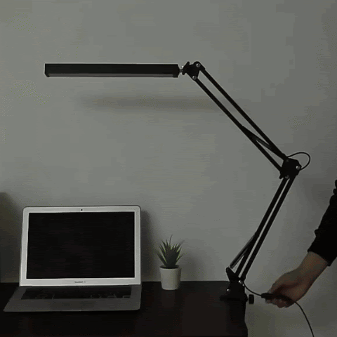 lampe bureau led fixation pince molette gif modulable