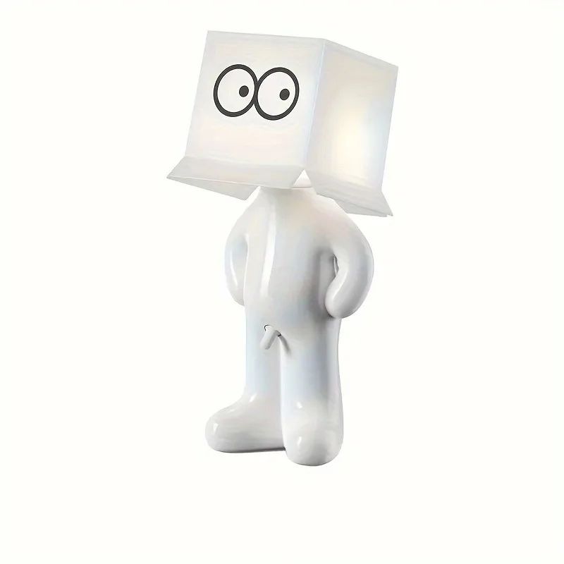 Lampe de bureau garçon rigolo blanche yeux ouverts