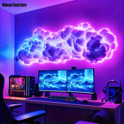 lampe led applique murale rgb forme nuage au dessus bureau