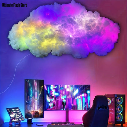 lampe led applique murale rgb forme nuage expo