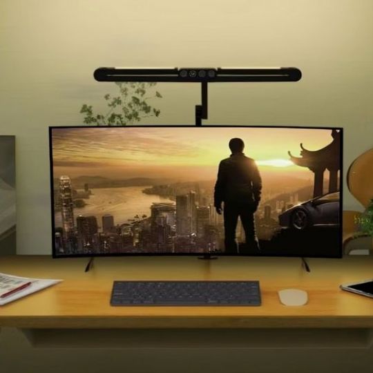 lampe led bureau double ecran 2 bandeaux lumineux repliables