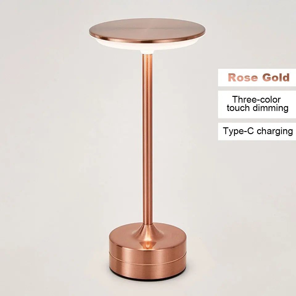 Lampe LED métal tactile design moderne rechargeable or rose