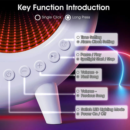 Lampe LED RGB enceinte musicale horloge Abyss Boutons de fonctions