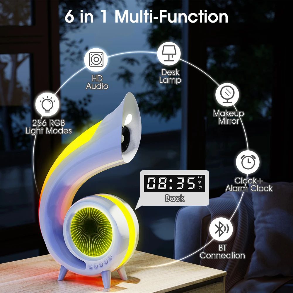 Lampe LED RGB enceinte musicale horloge Abyss multifonction