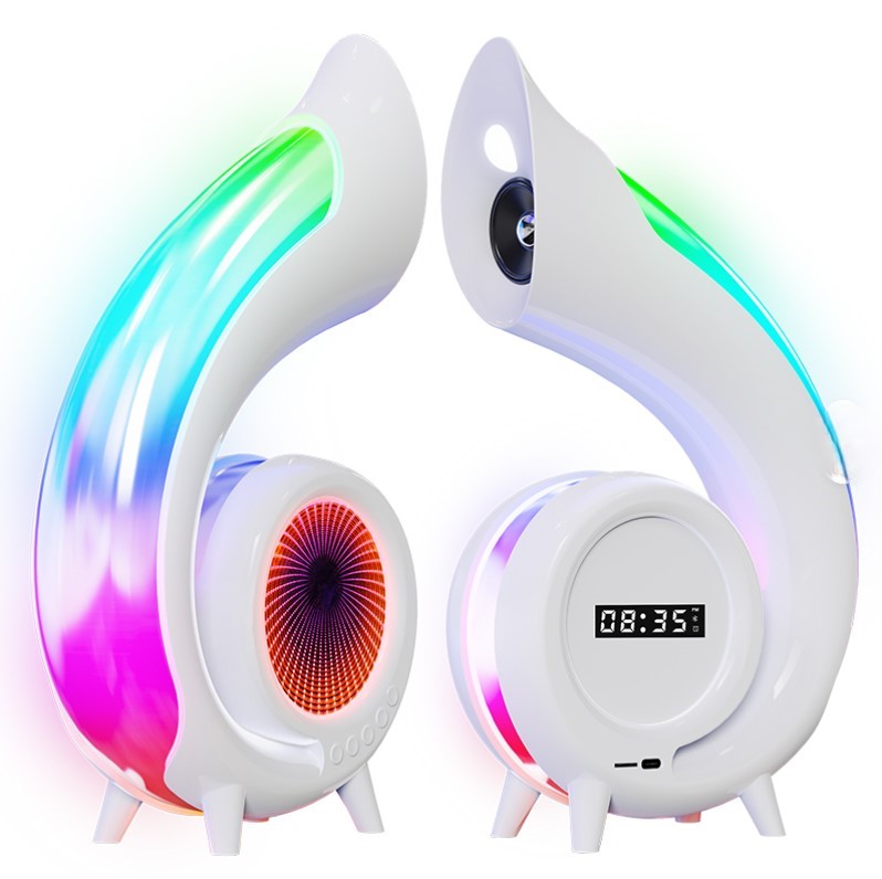 Lampe LED RGB enceinte musicale horloge Abyss verso