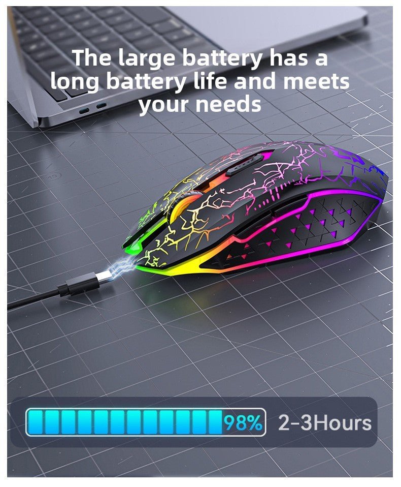 Souris bluetooth éclairs rgb rechargeable