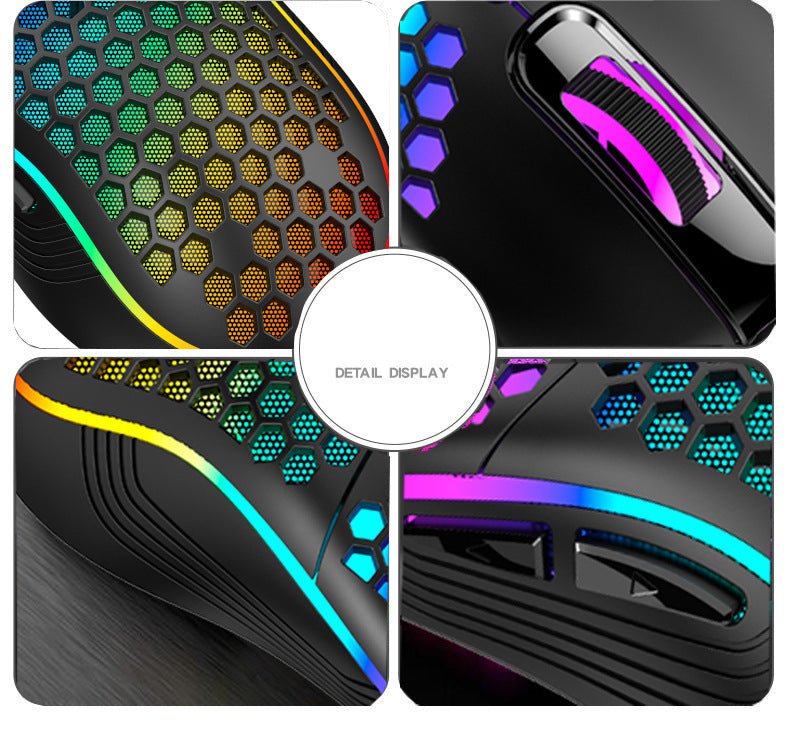 Souris Bluetooth ou Filaire RGB nid d'abeilles 