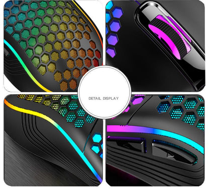 Souris Bluetooth ou Filaire RGB nid d'abeilles 