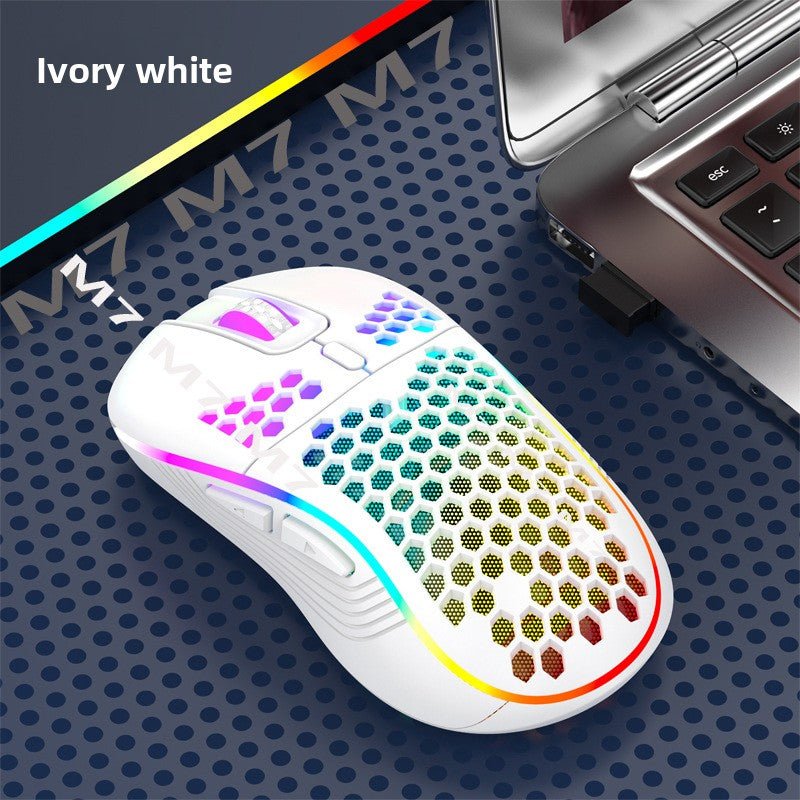Souris Bluetooth RGB nid d'abeilles blanche
