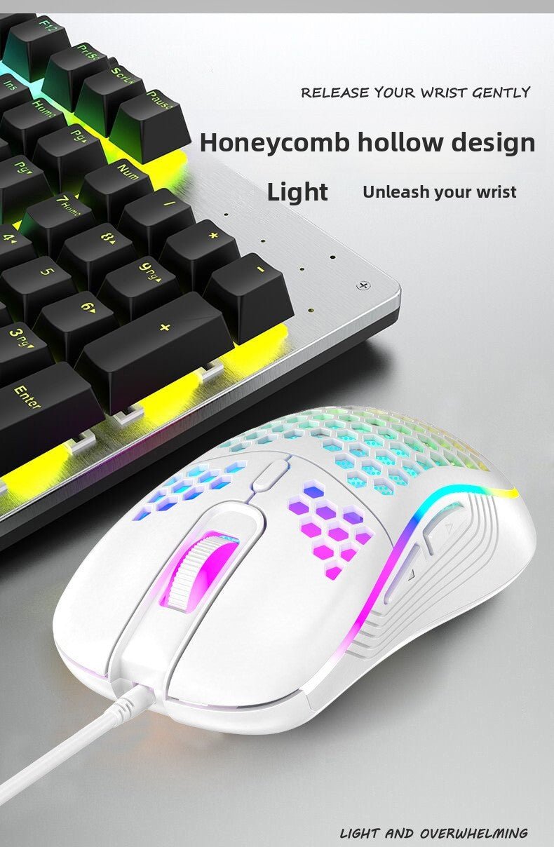 Souris Filaire RGB nid d'abeilles blanche