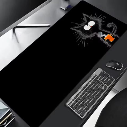 sous main bureau xxl chat noir tasse café