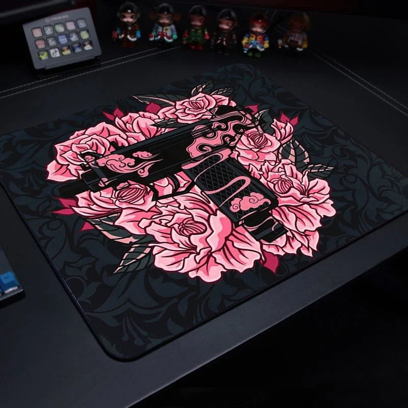 tapis-de-souris-gamer-zen-mystique gun rose