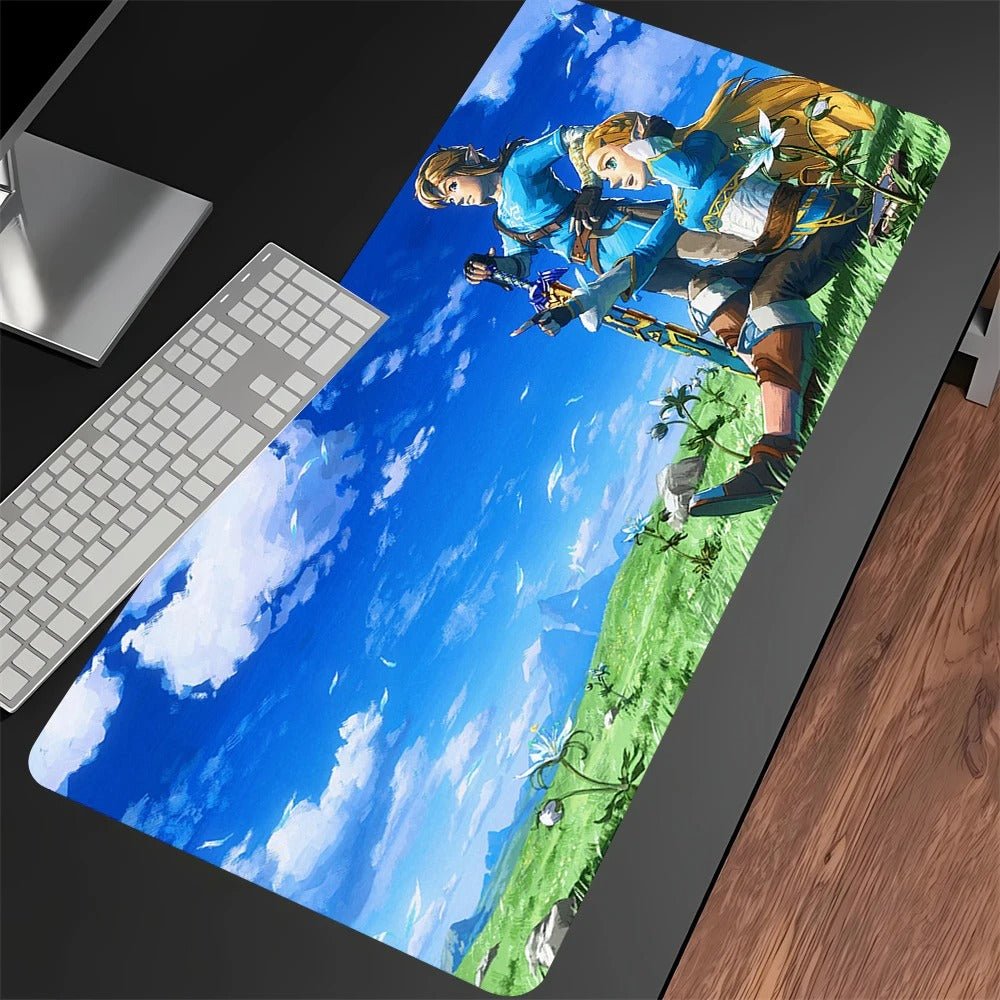 tapis-souris xxl zelda assise link debout prairie ciel bleu