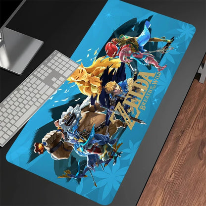Tapis de souris XXL Zelda plusieurs perso fond bleu